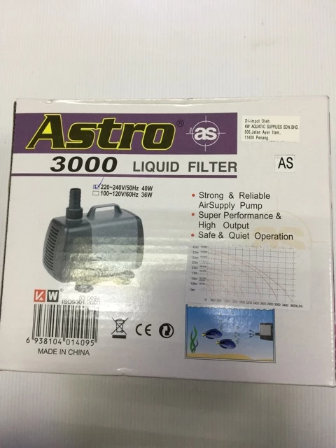 Astro 3000 Aquarium Submersible Water Pump